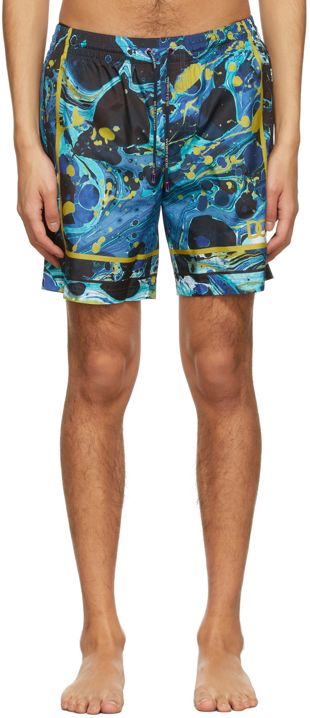 Dolce & Gabbana Blue Marbled Swim Shorts Dolce & Gabbana