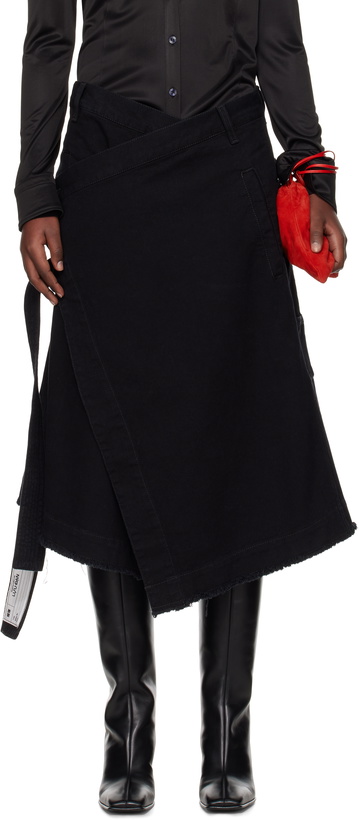 Photo: LU'U DAN Black Apron Denim Midi Skirt