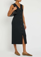 Vince Ribbed Stretch-knit Midi Dress Navy