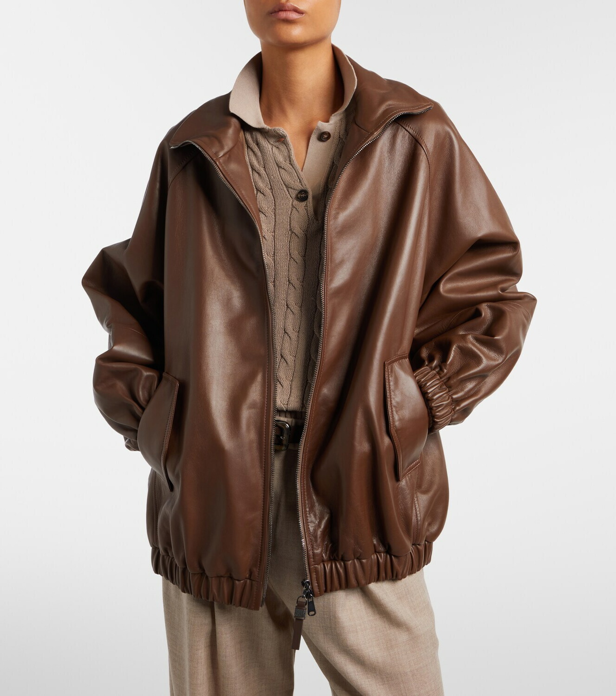 Brunello Cucinelli Monili leather jacket