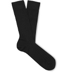 Sunspel - Ribbed Merino Wool Socks - Black