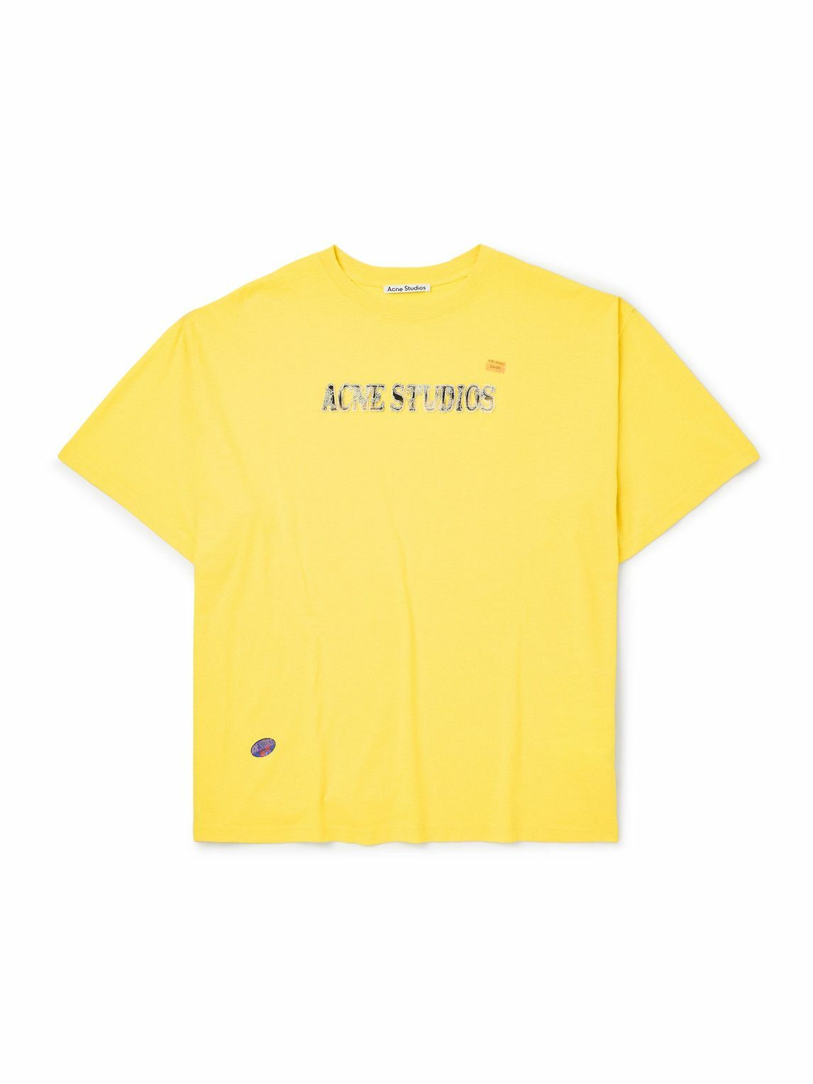 【関税・送料込み】Acne Studios Cotton and hemp T-shirt Logo cotton and hemp jersey T-shirt in blue - Acne Studios