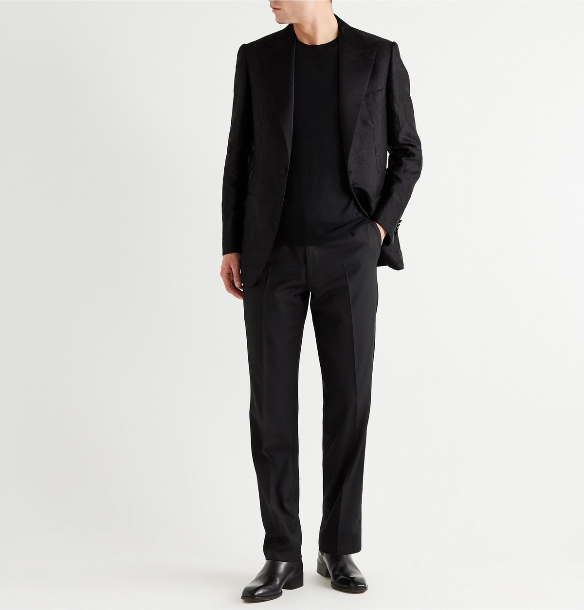 Brioni - Virgilio Slim-Fit Satin-Trimmed Silk-Blend Jacquard Tuxedo Jacket - Black