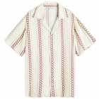 Drôle de Monsieur Men's Braided Print Vacation Shirt in Ecru