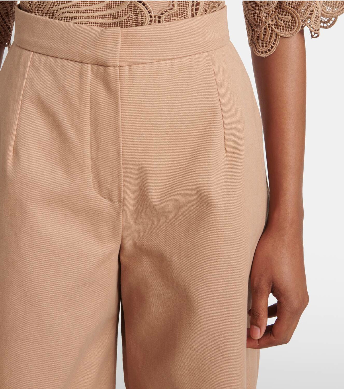 Elie Saab Embroidered gabardine cropped wide-leg pants