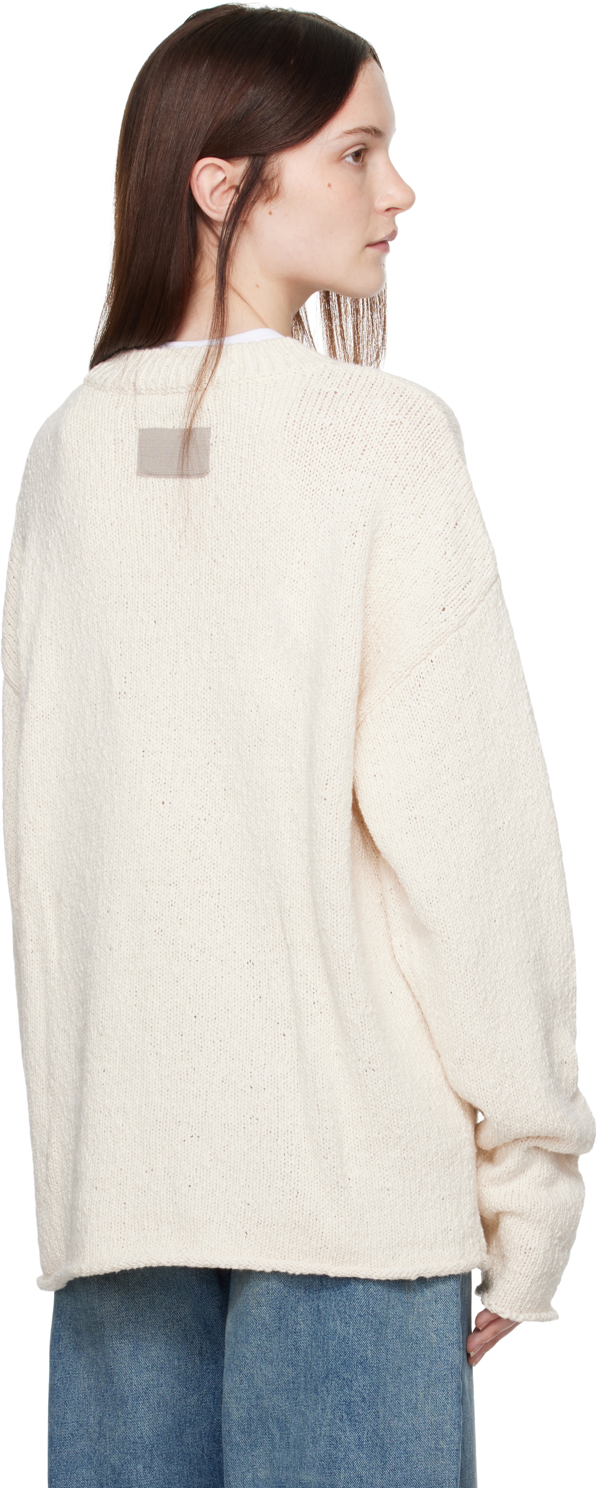 Aya Muse Beige Vintage Crewneck Sweater
