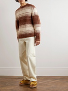 The Elder Statesman - Striped Ribbed Cotton and Cashmere-Blend Sweater - Brown