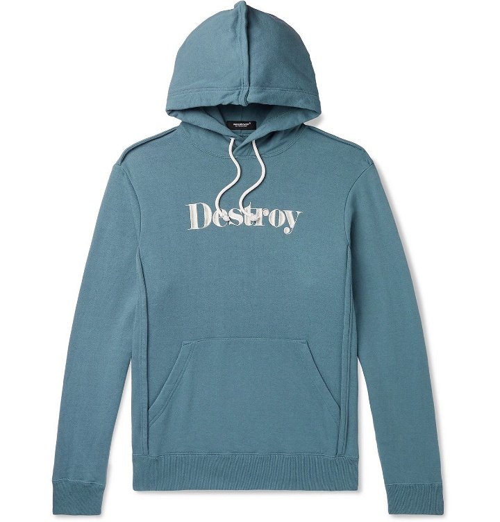 Photo: UNDERCOVER - Embroidered Loopback Cotton-Jersey Hoodie - Blue