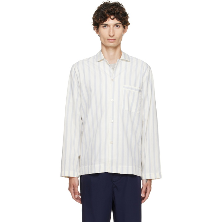 Photo: Tekla Off-White & Blue Poplin Long-Sleeved Pyjama Shirt