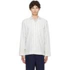 Tekla Off-White & Blue Poplin Long-Sleeved Pyjama Shirt