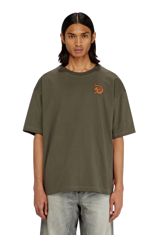 Photo: Diesel Jersey T-shirt with flocked print - T-Shirts Mens in Green