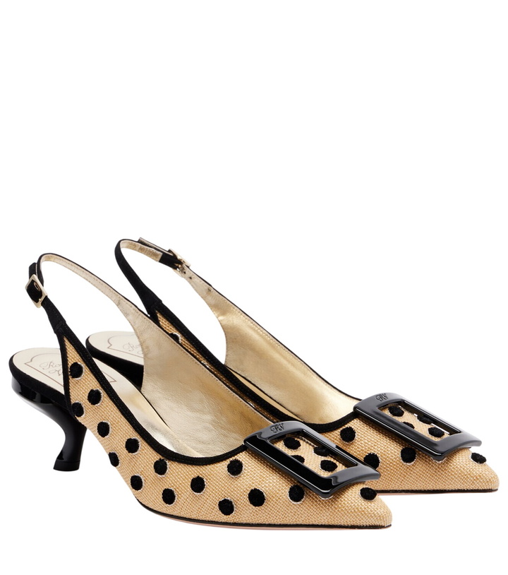 Photo: Roger Vivier Virgule polka-dot canvas slingback pumps