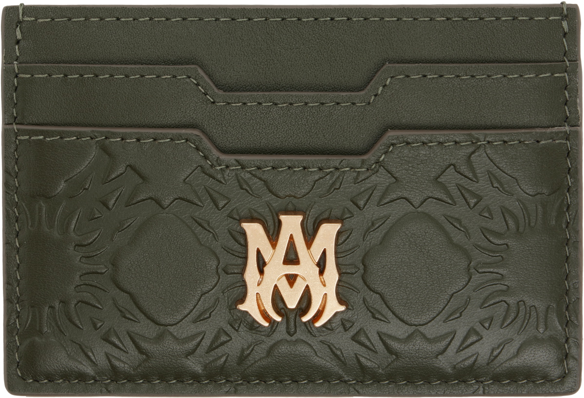 AMIRI Khaki 'MA' Quad Leather Card Holder