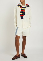 JW Anderson Jersey Striped Jacquard Linen Shorts Off White