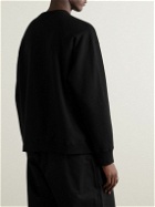 ATON - Logo-Embroidered Cotton-Jersey Sweatshrit - Black