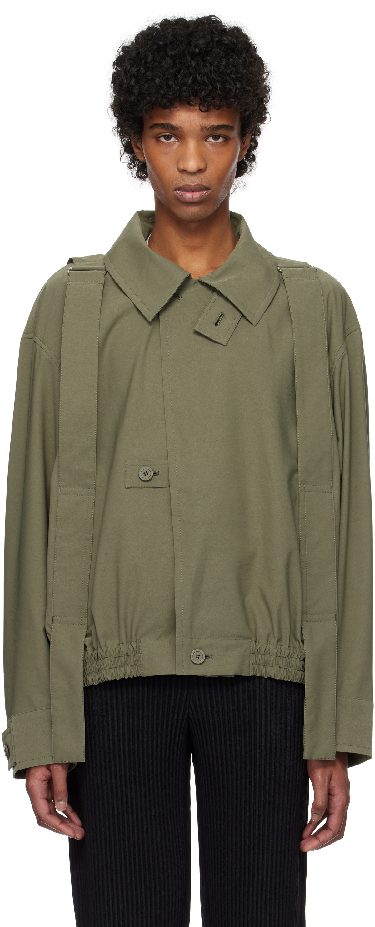 HOMME PLISSÉ ISSEY MIYAKE Khaki Parachute Blouson Jacket HOMME PLISSÉ ISSEY MIYAKE Khaki Parachute Blouson Jacket