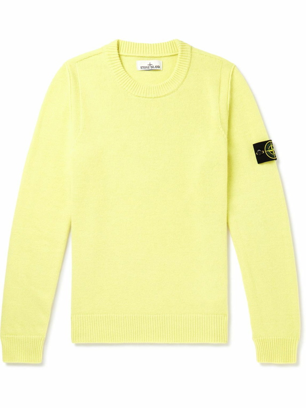 Photo: Stone Island - Logo-Appliquéd Wool-Blend Sweater - Yellow