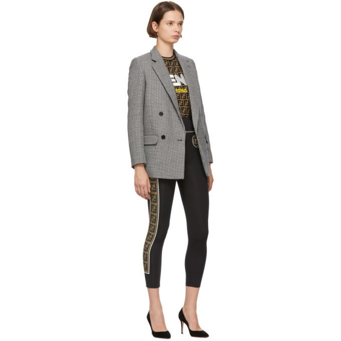 Fendi White and Silver Forever Fendi Elastic Band Leggings Fendi