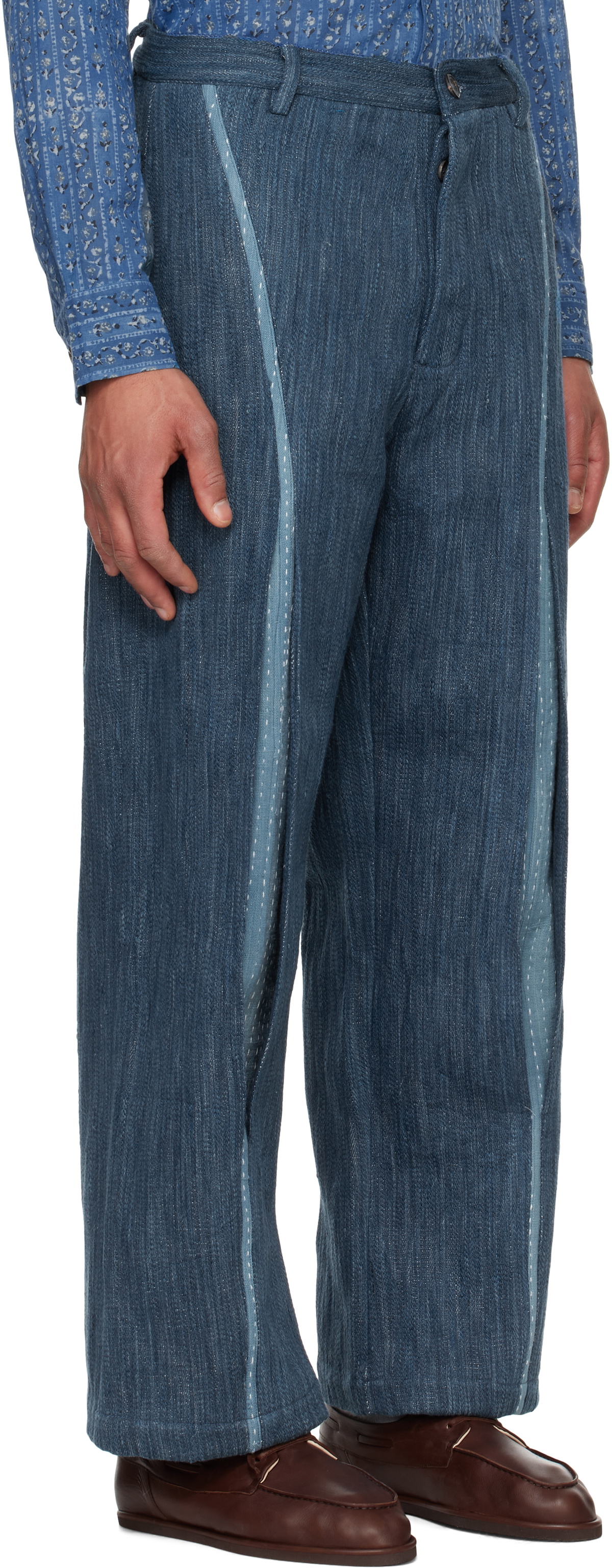 Kartik Research Blue Knee Pleat Jeans