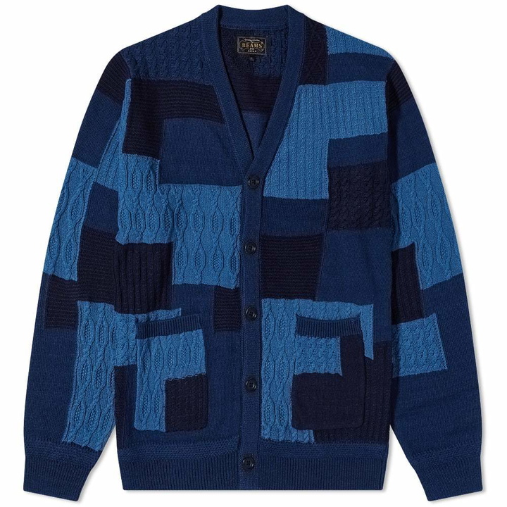 Photo: Beams Plus Indigo Cotton Patchwork Cardigan