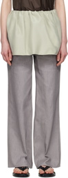 AMOMENTO Beige Shirring Organza Belt Miniskirt