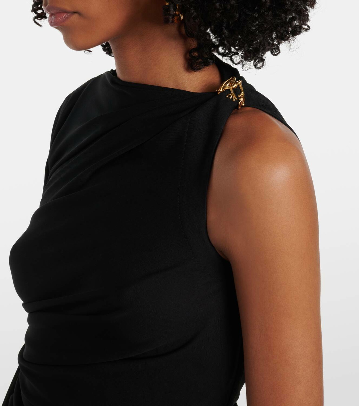 Bottega Veneta Embellished draped jersey midi dress