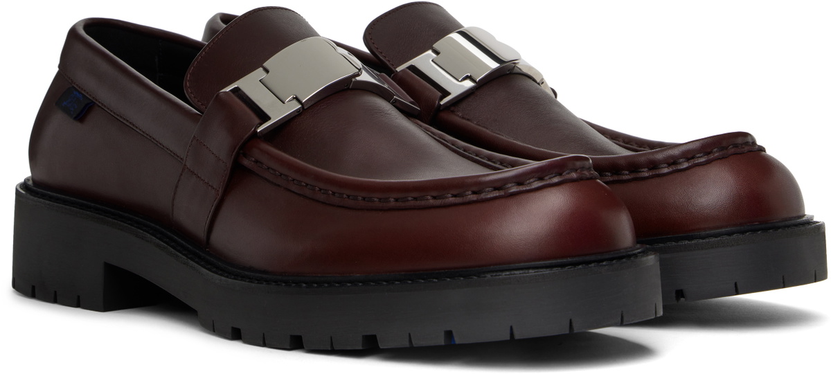 Burberry Burgundy Leather Raft Loafers