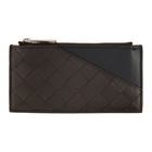 Bottega Veneta Brown and Black Intrecciato Zip Card Case