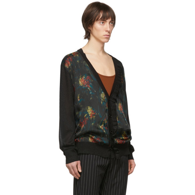 Dries Van Noten Black and Multicolor Jaxson Cardigan Dries Van Noten