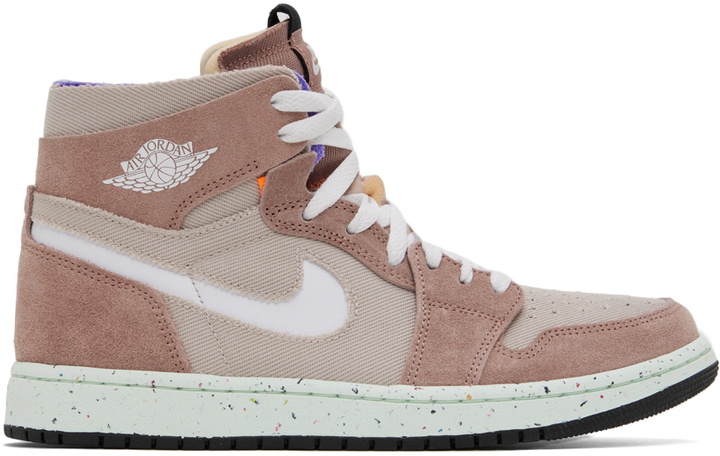 Photo: Nike Jordan Pink & Taupe Jordan 1 Zoom CMFT Sneakers