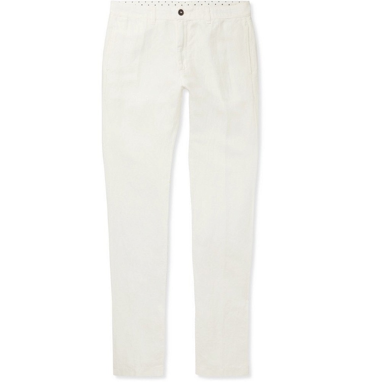 Photo: Massimo Alba - Winch Slim-Fit Linen and Cotton-Blend Trousers - Men - White
