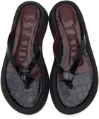 Staud Black Croc Tessa Sandals