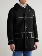Drake's - HIM Leather-Trimmed Shearling Coat - Black