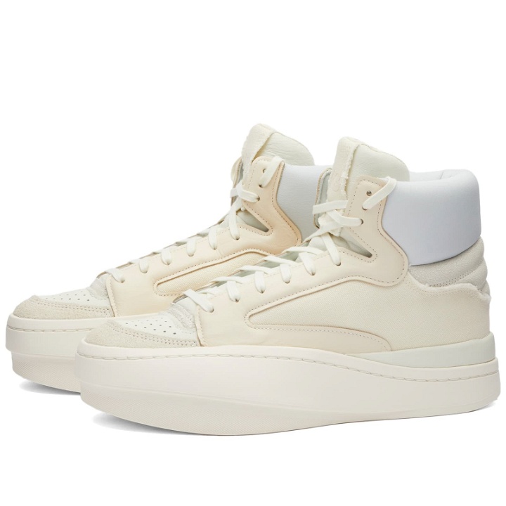 Photo: Y-3 Men's Lux Bball High Sneakers in Off White/Cream White/White Tint