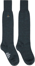 Vivienne Westwood Blue & Gray Uni Colour High Socks