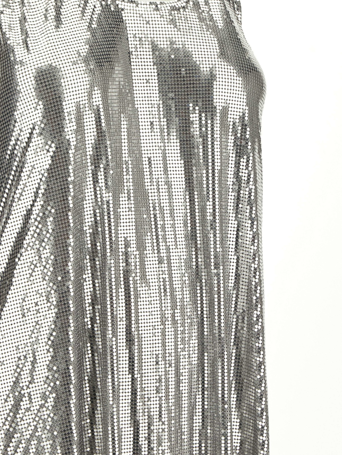 knee length dresses for ladies Paco Rabanne Silver Metal Mesh Chain Mail Tank Top Mini Dress Runway S –  PauméLosAngeles main image 0