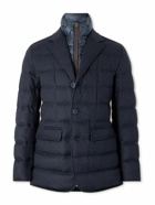Herno - Quilted Silk and Cashmere-Blend Down Jacket with Detachable Liner - Blue