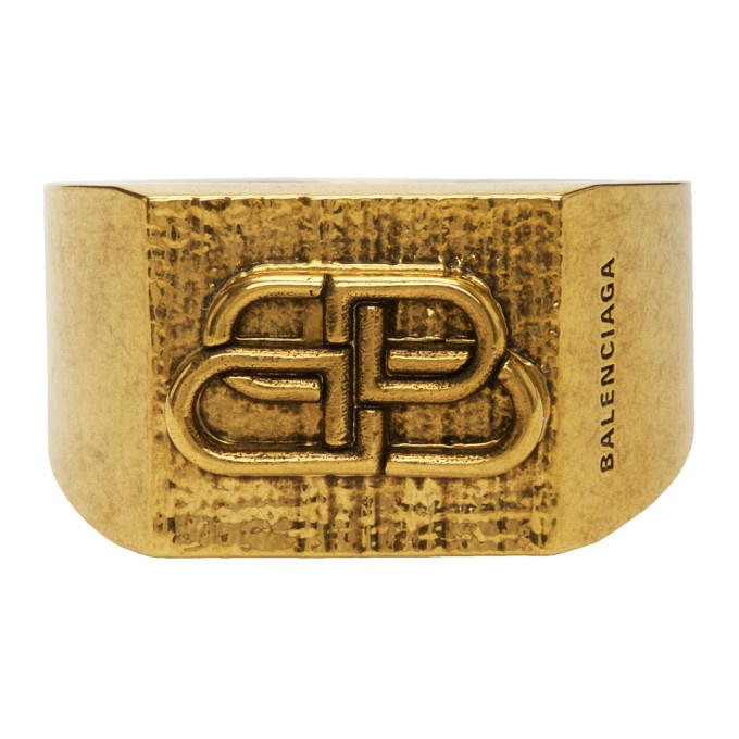 Photo: Balenciaga Gold BB Logo Ring