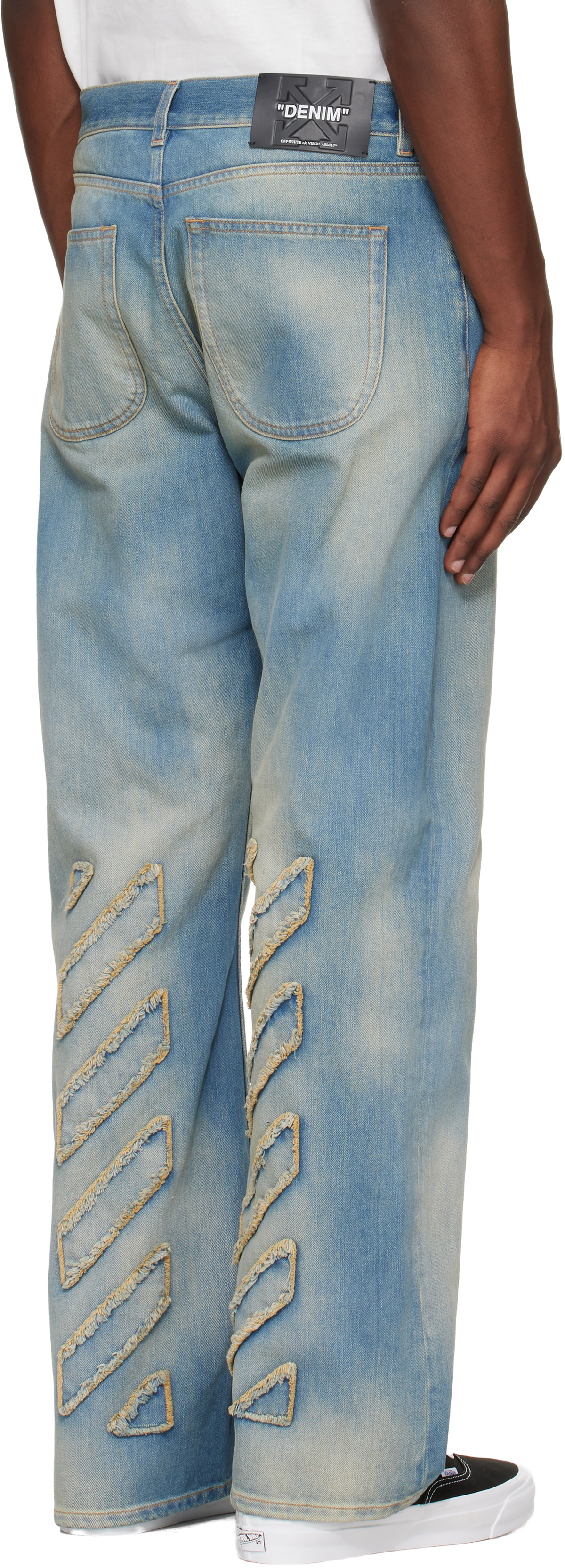 Off-White Blue Diagonal Raw Patch 90s Skate Jeans