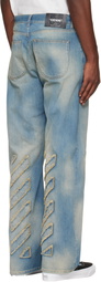 Off-White Blue Diagonal Raw Patch 90s Skate Jeans
