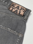 KAPITAL - Wide-Leg Appliquéd Distressed Denim Shorts - Gray