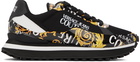 Versace Jeans Couture Black & Gold Fondo Spyke Sneakers