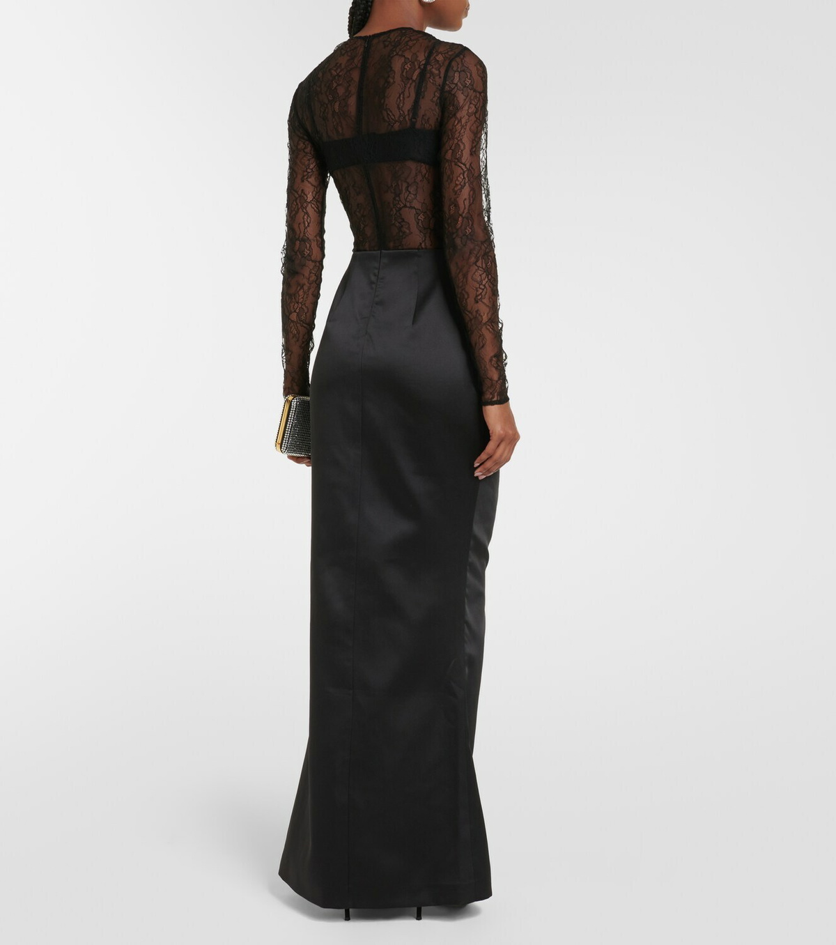 Rasario Draped lace and satin maxi dress Rasario