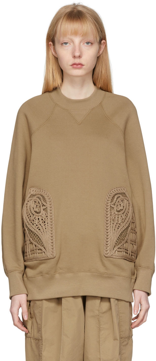 Mame Kurogouchi Beige Cording Embroidered Sweatshirt Mame Kurogouchi