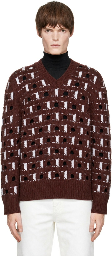 Photo: Marni Brown Wool-Cashmere Cut-Out Polka Dot Sweater
