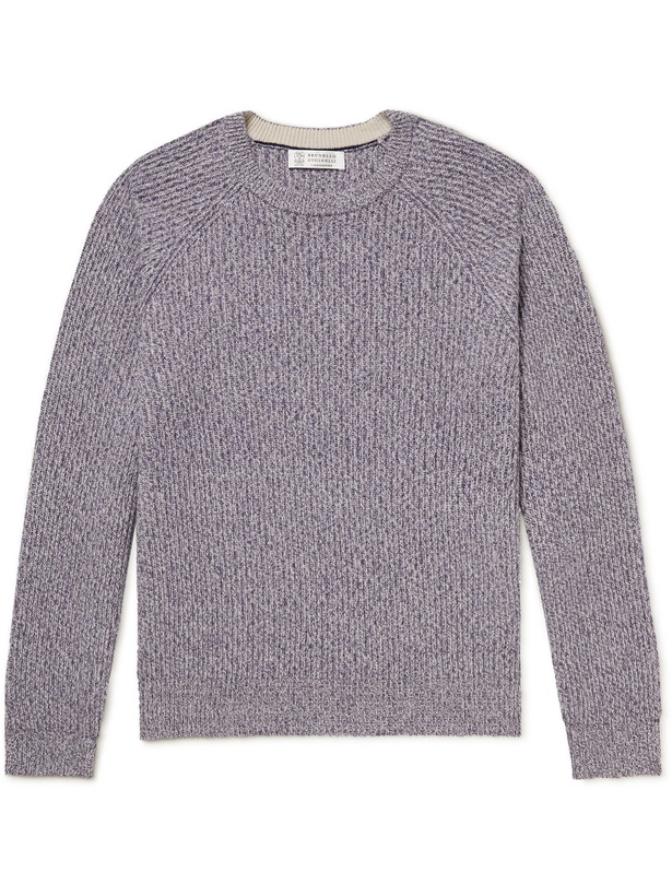 Photo: BRUNELLO CUCINELLI - Mélange Wool, Cashmere and Silk-Blend Sweater - Purple