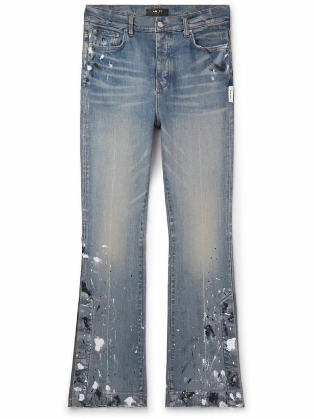 Photo: AMIRI - Slim-Fit Flared Paint-Splattered Jeans - Blue