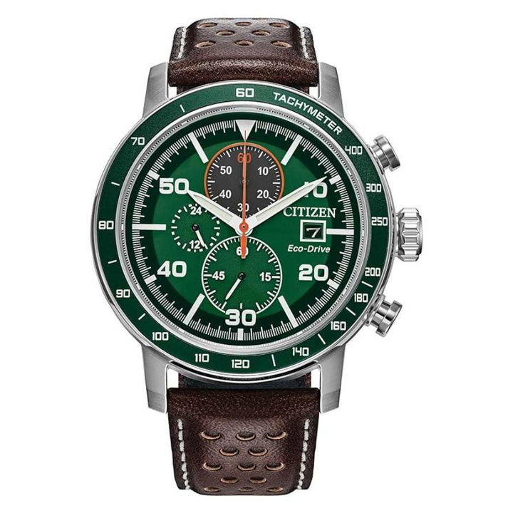 Photo: Citizen Brycen Chronograph Green Dial Mens Watch CA0851-05X