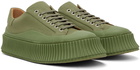 Jil Sander Green Canvas Platform Sneakers