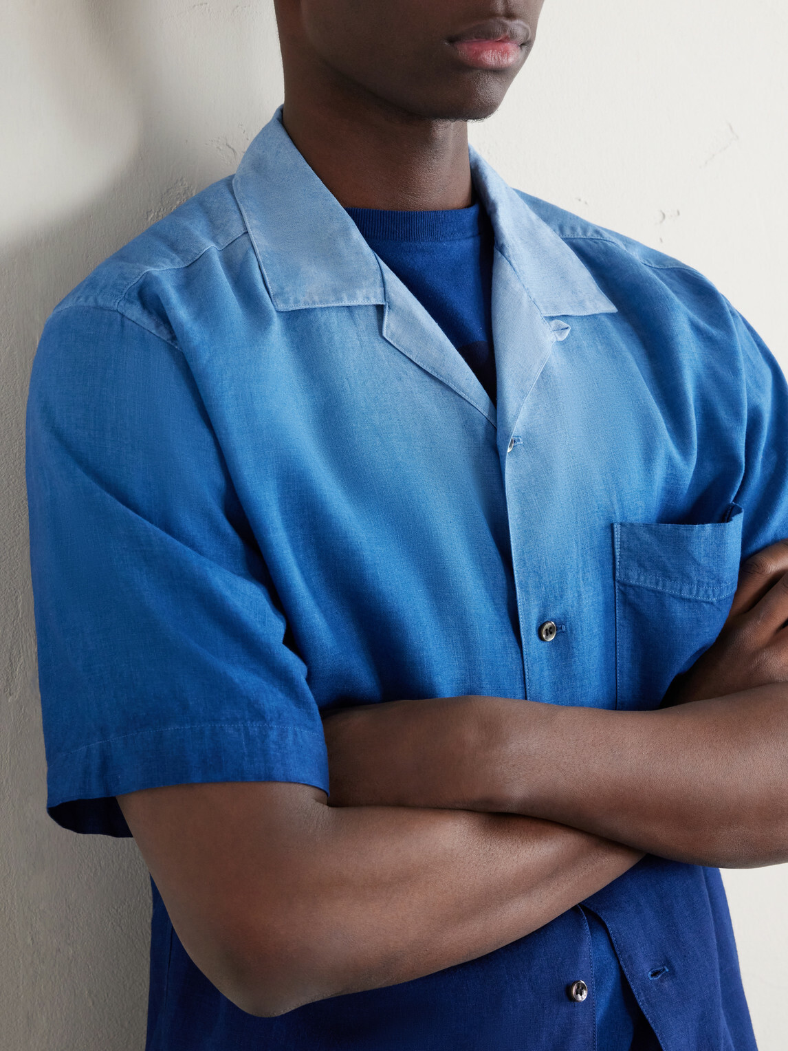 Blue Blue Japan - Camp-Collar Dégradé Woven Shirt - Blue